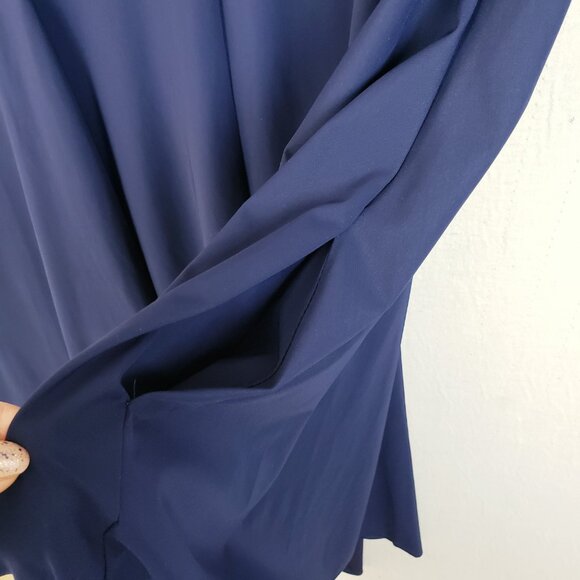 Porto San Francisco Midi Dress Sleeveless Navy Blue Stretch Pleated sz XL Preppy - Picture 6 of 13